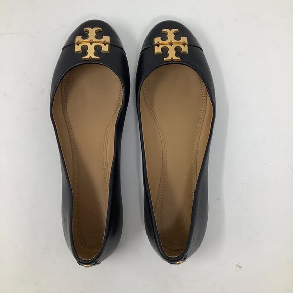 Tory Burch 'Everly' Cap-Toe Leather Ballet Flats 6.5 black *worn only once* EUC - Picture 5 of 7